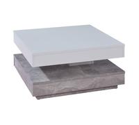 Erano Table basse plateau pivotant et 1 Étagère aspect béton, blanc.