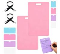 Erasable Badge Sticky Notes, Erasable Badge Note, Reusable Silicone Notepad, Mini Whiteboard for ID, Vertical and Horizontal Pads for Quick Reminders during Daily Shifts (A-Pink*2)