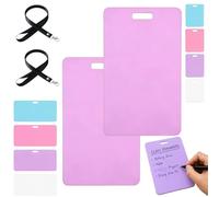 Erasable Badge Sticky Notes, Erasable Badge Note, Reusable Silicone Notepad, Mini Whiteboard for ID, Vertical and Horizontal Pads for Quick Reminders during Daily Shifts (A-Purple*2)