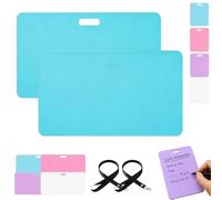 Erasable Badge Sticky Notes, Erasable Badge Note, Reusable Silicone Notepad, Mini Whiteboard for ID, Vertical and Horizontal Pads for Quick Reminders during Daily Shifts (B-Blue*2)