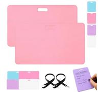 Erasable Badge Sticky Notes, Erasable Badge Note, Reusable Silicone Notepad, Mini Whiteboard for ID, Vertical and Horizontal Pads for Quick Reminders during Daily Shifts (B-Pink*2)
