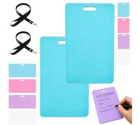 Erasable Badge Sticky Notes, Erasable Badge Note, Reusable Silicone Notepad, Mini Whiteboard for ID, Vertical and Horizontal Pads for Quick Reminders during Daily Shifts (A-Blue*2)