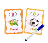 Erasable English Alphabet flashcards. - Write and Wipe Laminated ABCD Letter Tracing Practice Card for Kindergarten (26 Flashcards with Marker)