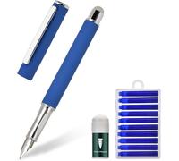 Erasable Fountain Pen M Line Width With Erasable Blue Ink With 11 Cartridges And 1 Pen Maintenance Kit, Ideal As A Gift For School And University