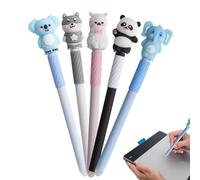 Erasable Gel Ink Pens - 5 Piece Cute Animal Stationery Set | Quick Drying 0.7mm Blue Ink Smooth Writing Pens For Kids Students School Office, Journaling & Note Taking, Smudge-Proof