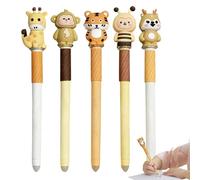 Erasable Gel Ink Pens - 5 Piece Cute Animal Stationery Set | Quick Drying 0.7mm Blue Ink Smooth Writing Pens For Kids Students School Office, Journaling & Note Taking, Smudge-Proof