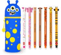 Erasable Gel Pen Set Of 7 + 2 In 1 Pencil Case-With Thermosensitive Erasable Ink,Ink Color Gamut & Barrel Design,0.7mm Point (Monster)