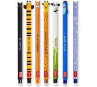 Erasable Gel Pens With Thermosensitive Ink, Ink Color Range And Barrel Patterns, 0.7mm Nib, Cat, Bee, Corgi, Giraffe, Panda, Shark, Hippo (7 Pack)