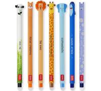 Erasable Gel Pens With Thermosensitive Ink, Ink Color Range And Round Barrel, 0.7mm Nib, Panda, Corgi, Lion, Giraffe, Elephant, Shark, Hippopotamus, 7 Pack