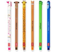 Erasable Gel Pens With Thermosensitive Ink, Ink Color Range And Round Barrel, 0.7mm Nib, Unicorn, Teddy Bear, Giraffe, Corgi, Dinosaur, Shark (6 Pack)