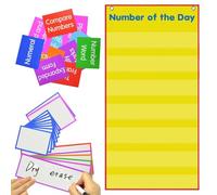 Erasable Math Chart, Foldable Pocket Board, Teacher Learning Tool, Preschool Kindergarten Homeschool Classroom Setup, Daily Number Organizer Supply for Students, Kids, Families, 39.9x80.5cm