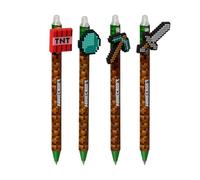 Puckator Stylo effaçable Minecraft Tools avec gomme et topper PVC – Assortiment 4 types