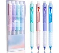 Erasable Pens, 4 Blue Erasable Gel Pens, 0.5 Mm Tip, Erasable Gel Ink, Ballpoint Pens With Eraser For School Supplies