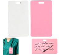 Erasable Silicone Badge Note, Ballpoint Pen Write & Alcohol Wipeable Notepad, Lightweight ID Card Badge Reel Notepad for Nurses Doctors, Dual-Side Writable,Fade-Proof & No Blur