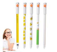 Erasable Stylos à encre gel - 5 x stylos d'écriture en forme de canard, stylo grattoir d'animaux de dessin animé | Gel lisse sans bavure pour le dessin Journaling École Bureau Note prise | Fun Writing