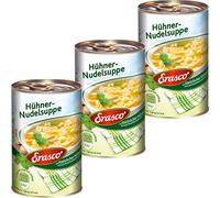Erasco Soupe de poulet aux nouilles bons légumes et viande de poulet 390ml 3er Pack