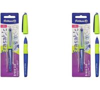 Erase 2.0 Stylo Effaçable Ergonomique Encre Bleue Pour Droitier Et Gaucher Pour L'école Pointe M Indéformable, Recharge Bleue Incluse (Lot De 2)