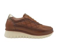Erase 4029 Baskets de sport décontractées en cuir avec lacets élastiques, talon compensé de 3 cm et semelle intérieure amovible en gel pour femme, Cuir, 38 EU