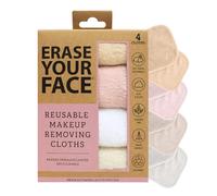 ERASE YOUR FACE Makeup Remover Cloths - Reusable Microfiber Face Towels to Cleanse & Remove Makeup - Water Activated, Dual-Sided Design for Easy Use, Great Bachelorette & Bridesmaid Gift (4 Count)