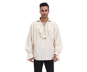 EraSpooky Chemises de pirate à volants pour hommes Vampire Renaissance Steampunk Chemise gothique victorienne Costume de Cosplay médiéval M