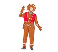EraSpooky Costume Adulte de Bonhomme en Pain d'Épice, Tenue de Biscuit de Noël Deluxe pour Hommes M