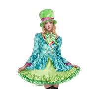 EraSpooky Costume de chapelier pour femmes adultes fête de thé fou, Halloween Cosplay avec nœud papillon chapeau haut de forme
