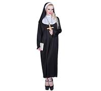EraSpooky Costume de Nonne pour Femme Déguisement Cosplay Tenue Halloween Fête Carnaval pour Adulte