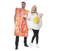 EraSpooky Costume d'Œuf au Plat et de Bacon pour Adultes Déguisement de Petit Déjeuner pour Couple Costume Alimentaire pour Fête d'Halloween Tenue de Fancy Dress