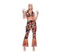 EraSpooky Costume Hippie Femme Années 70 - Ensemble Fleuri avec Franges