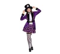 EraSpooky Femmes adultes Hatter Costume Mad Tea Party Purple Halloween Fancy Dish 6PC Set avec accessoires Size S