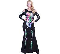 EraSpooky Femmes Taille Extra Belles Fleurs Squelette Déguisement