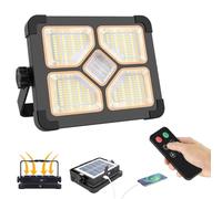 ERAY 150W Projecteur LED Rechargeable 15000mAh Avec Télécommande | 5 Modes, 296 perles LED, Panneau Solaire, Projecteur LED Chantier Portable pour Garage, Camping, Extérieur, Chantier