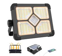 ERAY 150W Projecteur LED Rechargeable Batterie 15000mAh | 5 Modes, 296 perles LED, Panneau Solaire, Projecteur LED Chantier Portable pour Garage, Camping, Extérieur, Atelier