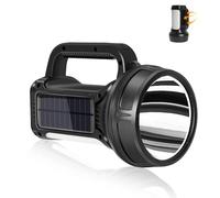 ERAY Lampe Torche LED Ultra Puissante 6500mAh avec Panneau Solaire | 1500 Lumen, 6 Modes, Étanche IPX4, Lampe de Poche Rechargeable pour Camping, Urgence, Randonnée, Coupure de Courant