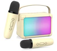 ERAY Machine de Karaoké Enfant Bluetooth avec 2 Micros sans Fil - Effets Voix, LED & Cadeau Anniversaire, Microphone Karaoké sans Fil pour Enfants 3-18 Ans, Idéal pour Fêtes, Jeux et Chant à Domicile