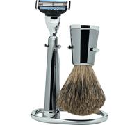 ERBE Solingen Erbe Set de rasage | Rasoir à 3 lames pour Gillette® Mach3® | Metal titane raffiné | pur-gris "Serie Premium Design NEW YORK