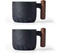 ERBO Lot de 2 tasses à expresso de 70 ml de qualité supérieure avec anse - Mini tasses à thé en céramique - Petites tasses à expresso et à moka - Pour thé à expresso (noir)