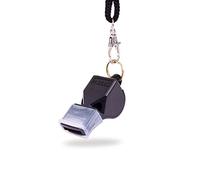 ERBO Sifflet avec cordon tour de cou, sifflet d'arbitre, son clair et fort, sifflet pour sports scolaires, football, dressage de chien (noir)
