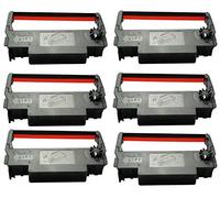 ERC 30 / 34 / 38 Lot de 6 rubans d'encre compatibles avec imprimantes Epson TM 200, TMU 220, TMU230 Noir et Rouge