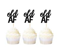 Ercadio Lot de 36 décorations de cupcakes à paillettes pour anniversaire de 40, 50, 60, 70, 80, 90 ans - Noir