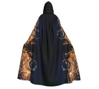 ERCgad Cape à capuche dorée avec imprimé étoile brillante pour adultes, costume de carnaval pour bal masqué, cosplay, robe légère
