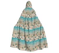 ERCgad Cape à capuche pour adultes avec imprimé tortue de mer et étoile de mer - Costume de carnaval pour bal masqué, cosplay, robe légère