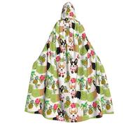 ERCgad Corgi Cape à capuche hawaïenne tropicale pour adultes Imprimé ananas Costume de carnaval pour bal masqué Cosplay Robe légère
