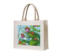 ERCgad Grand sac fourre-tout unisexe avec imprimé coccinelle, réutilisable, léger, shopping, voyage, bureau, travail, w nd