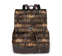 ERCgad Library Bookshelf Book Print Sac à dos léger polyvalent pour femme Sac à dos décontracté Voyage Travail