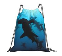 ERCgad Sac à dos de voyage léger et pliable avec cordon de serrage - Motif requins marteaux - Pour homme et femme