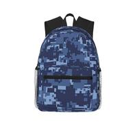 ERCgad Sac à dos décontracté unisexe léger et résistant à l'eau Motif camouflage Bleu