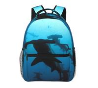 ERCgad Sac à dos polyvalent avec imprimé requins marteaux, sac à dos léger, idéal pour l'extérieur, les voyages, un usage quotidien