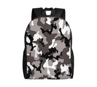 ERCgad Sac à dos unisexe à double épaule avec imprimé camouflage noir, gris, blanc, léger pour voyage, travail, randonnée
