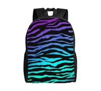 ERCgad Sac à dos unisexe double épaule léger avec imprimé zèbre violet et vert camouflage
